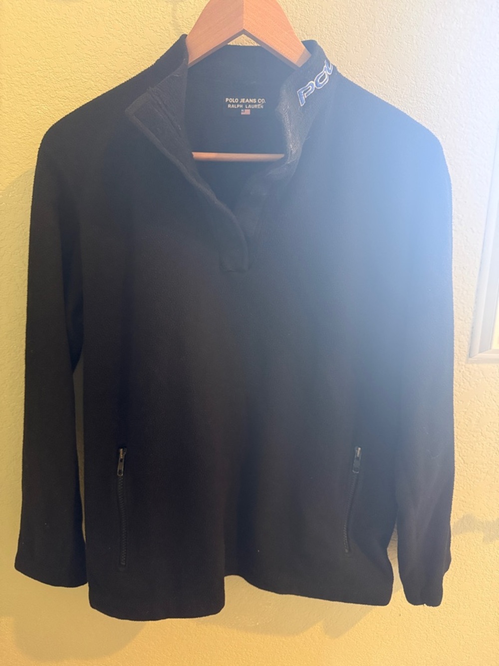 Polo Jeans Co. Ralph Lauren Black Fleece Quarter-Zip Pullover Y2K